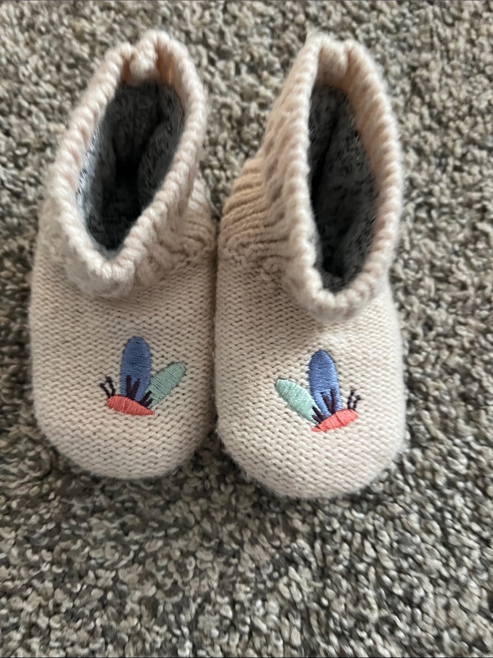 Bomba Cozy Knit Baby Booties with Colorful Embroidered Detail